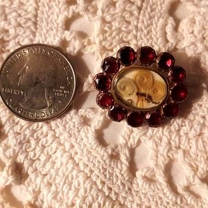 Vintage Garnet pin a memory brooch with hair in the locket